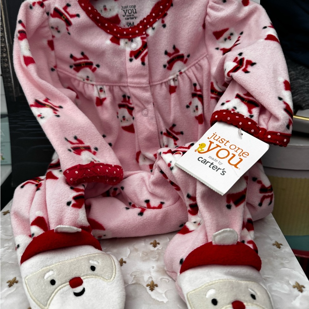 Carter's Pink Santa Pajama Set with Slippers